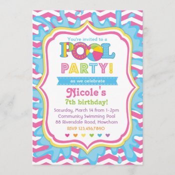 Pool Party Invitation by LittleApplesDesign at Zazzle