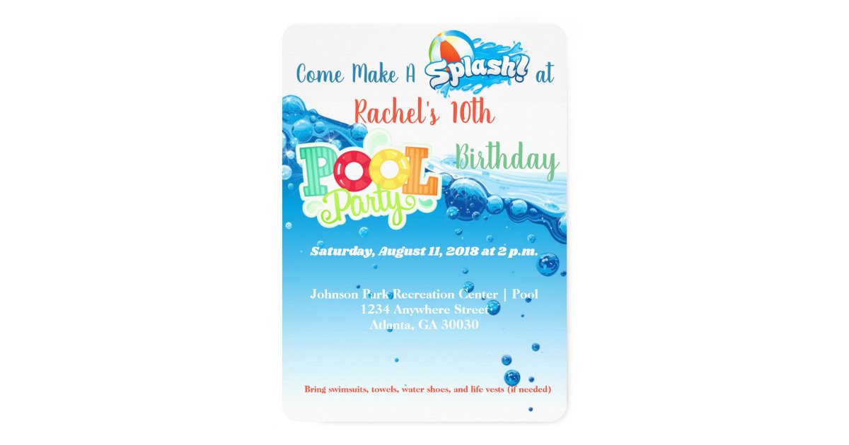 Pool Party Invitation | Zazzle.com