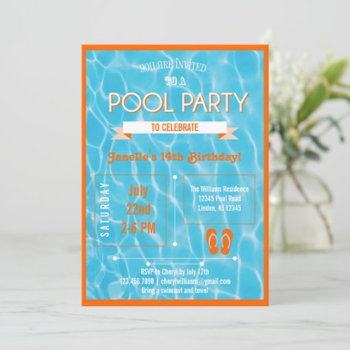 Pool Party Invitation | Zazzle