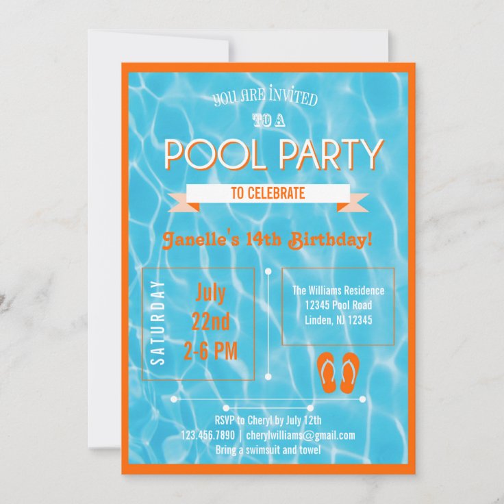 Pool Party Invitation | Zazzle