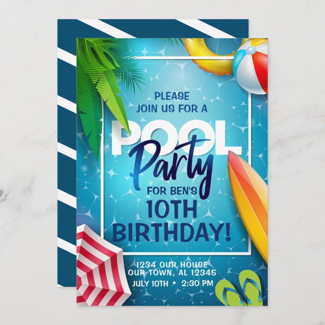 Pool Party Invitation (Front/Back)