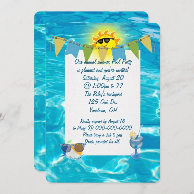 Pool Party Invitation (Front/Back)