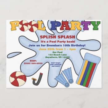 Pool Party Invitation by mybabytee at Zazzle