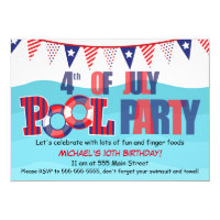Pool Party Invitation 4th Of July