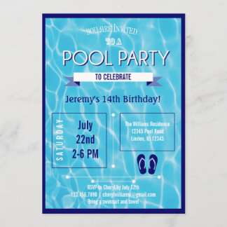 Pool Party Invitation Blue