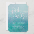 Pool Party Invitation Blue Watercolor Birthday