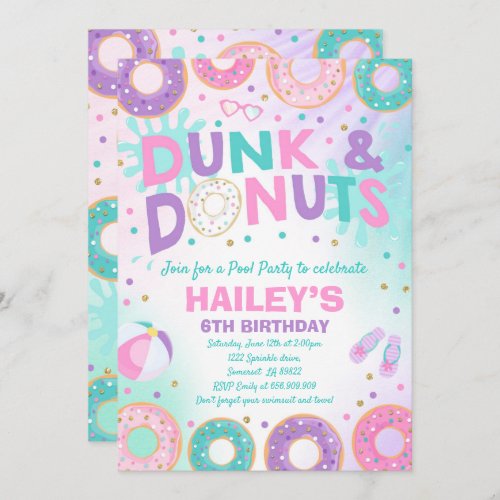 Pool Party Invitation Dunk And Donuts Pool Party
