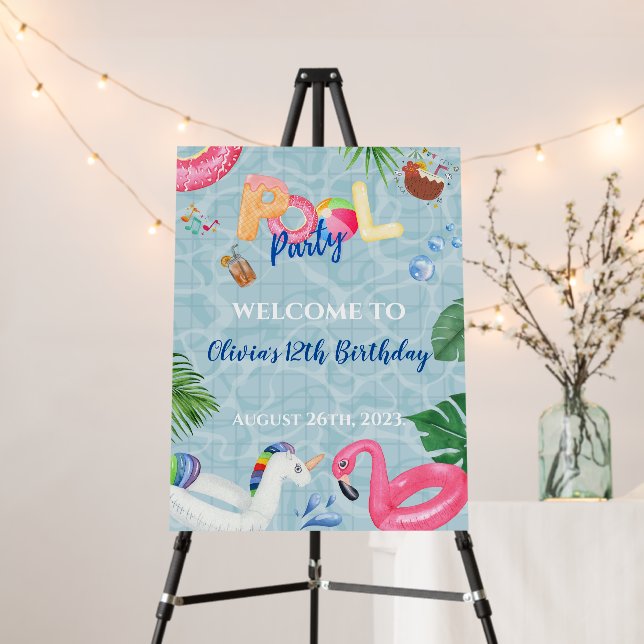 Pool Party Invitation Foam Board (In Situ (Stand))