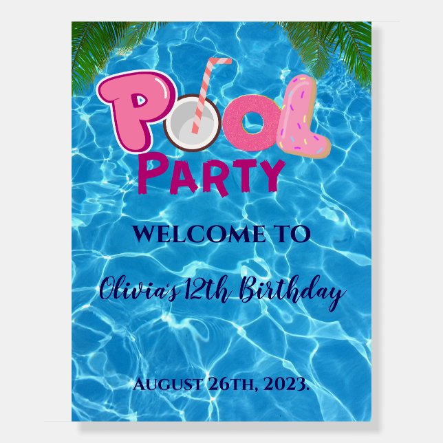 Pool Party Invitation Foam Board (Front)