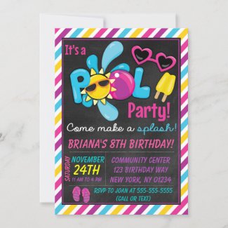 Pool Party Invitation for a Girl