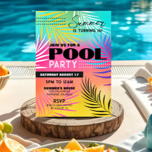 POOL PARTY Invitation Girl Teen Adult Pool Party