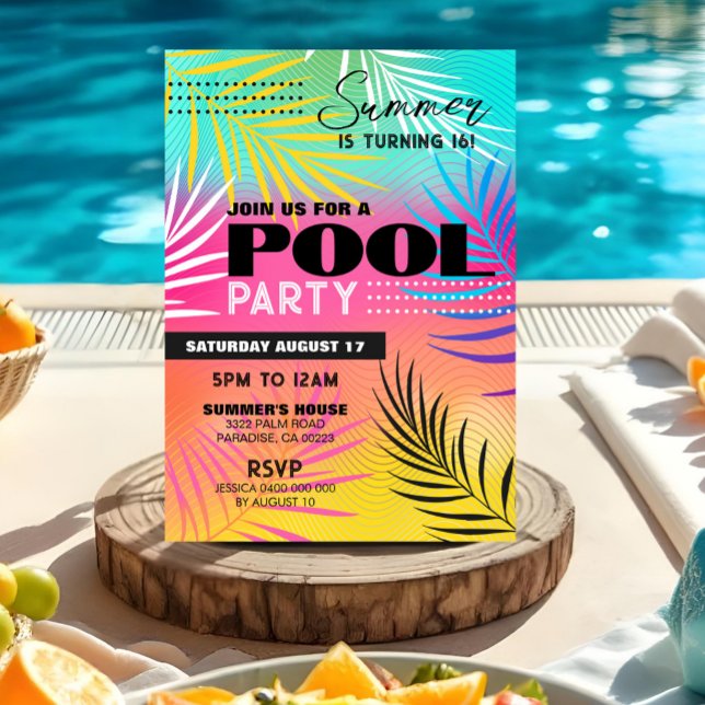 POOL PARTY Invitation Girl Teen Adult Pool Party (POOL PARTY Invitation Girl Pool Party Invitation Editable Teen Girl Pool Party Birthday Invitation)