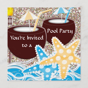 Pool Party Invitation or Any Occassion Graduation,