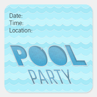 Pool Party Invitation or Planner Reminder Square Sticker