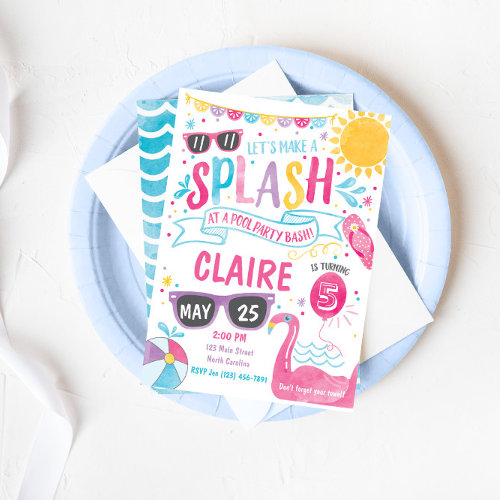 Pool Party Invitation, Pool Bash Birthday Invite