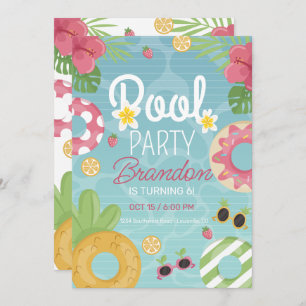 Pool Party Invitation, Pool Birthday Invitation
