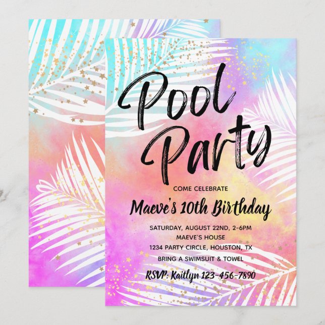 Pool Party Invitation | Pool Party Birthday (Front/Back)