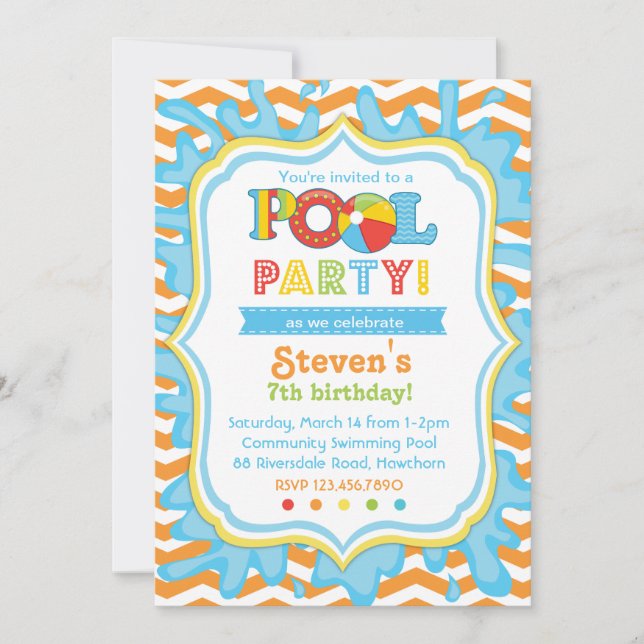 Pool Party Invitation / Pool party Invite (Front)