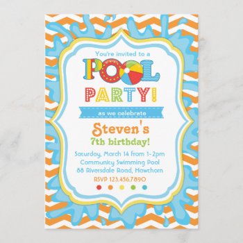 Pool Party Invitation / Pool Party Invite by LittleApplesDesign at Zazzle