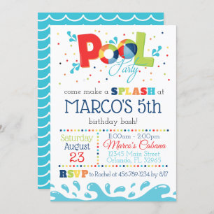 Pool Party Invitation Summer Birthday