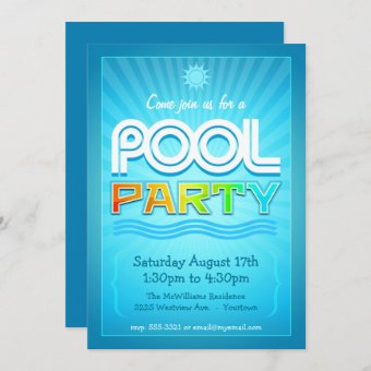 Pool Party Invitation - Summer Fun Celebration | Zazzle