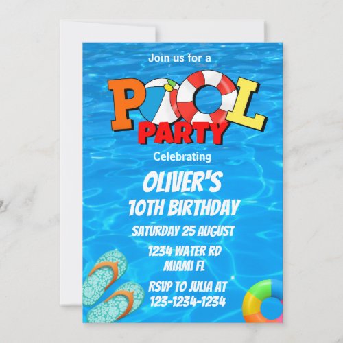 Pool party Invitation summer party Invitation