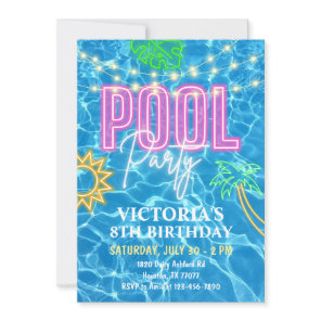 Pool Party Invitation, Summer Swimming Pool Party Invitation