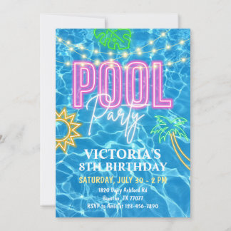 Pool Party Invitation, Summer Swimming Pool Party Invitation