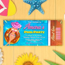 Pool Party Invitation Ticket Invitation