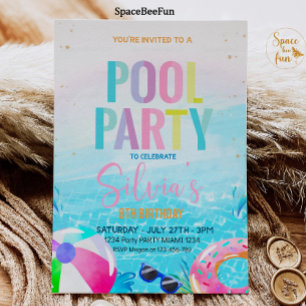 Pool Party Invitation Tropical party Pool Party