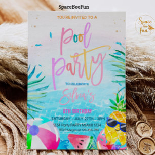 Pool Party Invitation Tropical party Pool Party