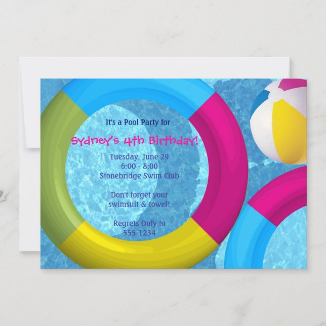 Pool Party Invitations (Front)