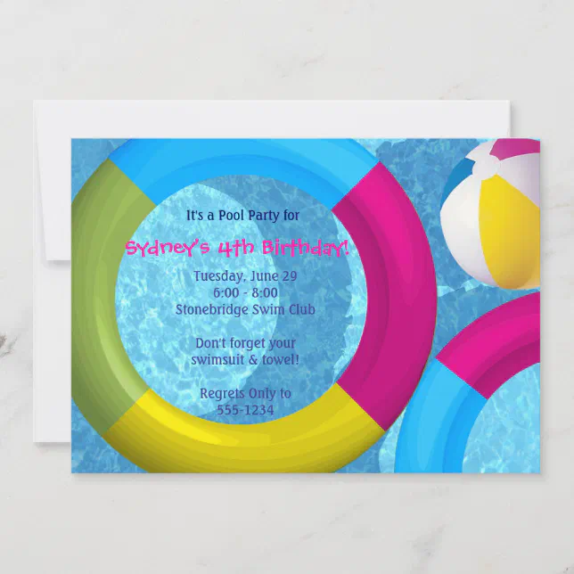 Pool Party Invitations Zazzle
