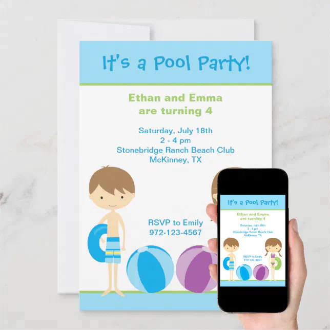 Pool Party Invitations | Zazzle