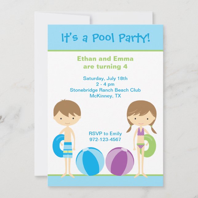 Pool Party Invitations (Front)