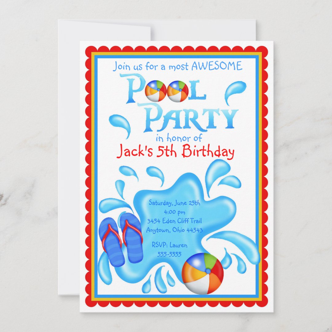 Pool Party Invitations | Zazzle