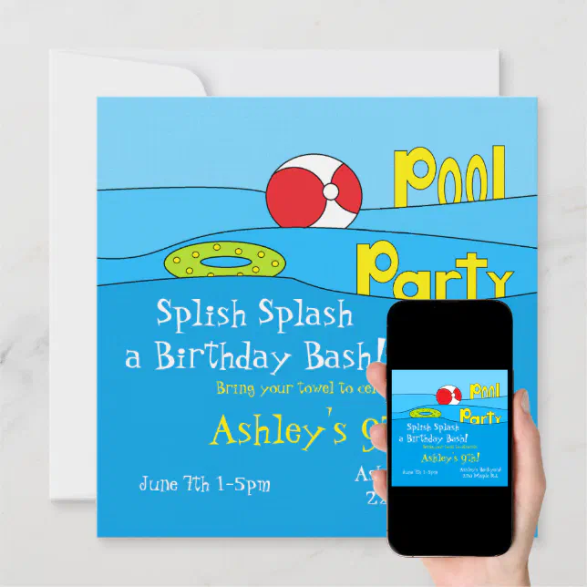 "Pool Party" Invitations Zazzle
