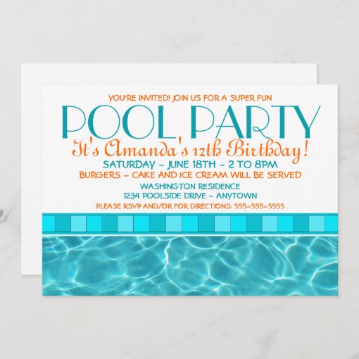 Pool Party Invitations | Zazzle