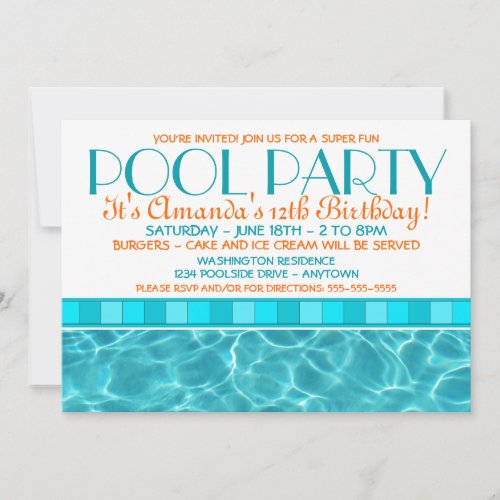 Pool Party Invitations