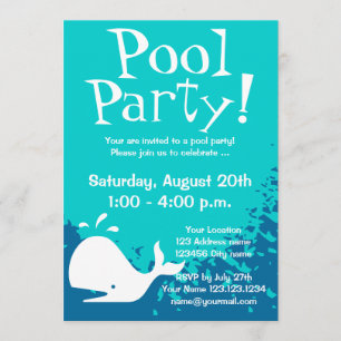Pool party invitations Custom invites