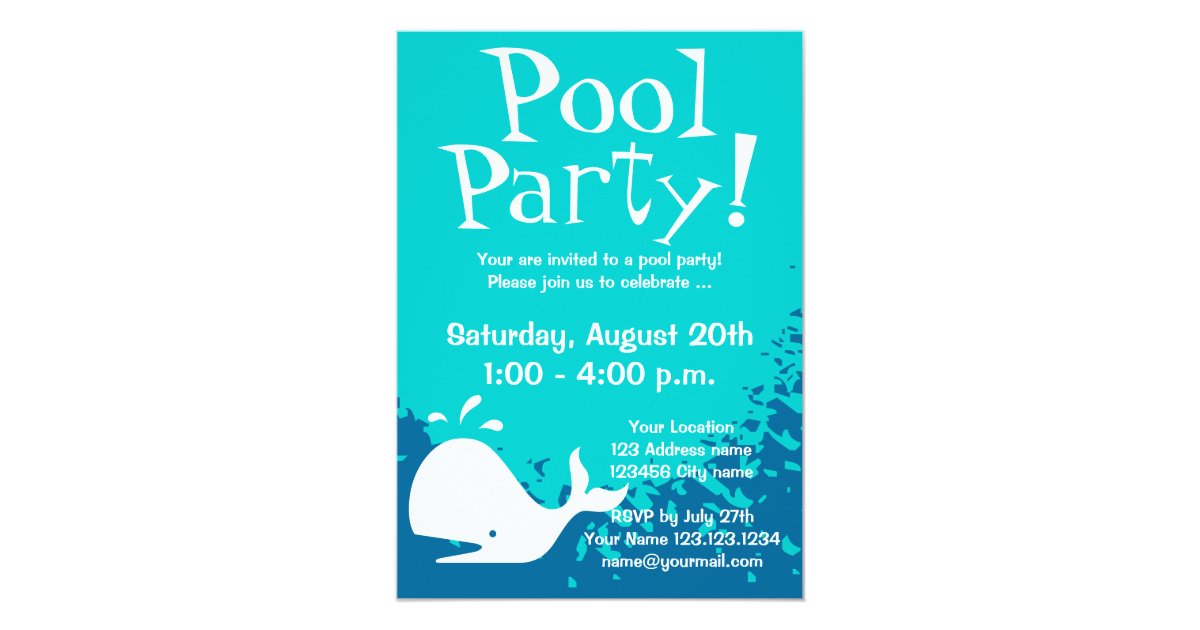Pool party invitations Custom invites