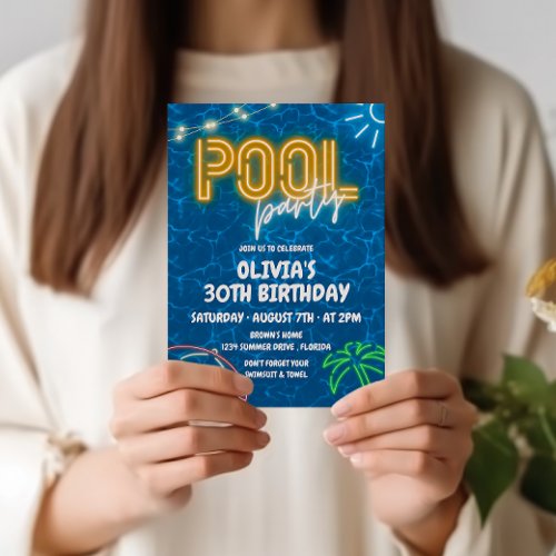 Pool Party Invite For Adults Pool Party Birthday