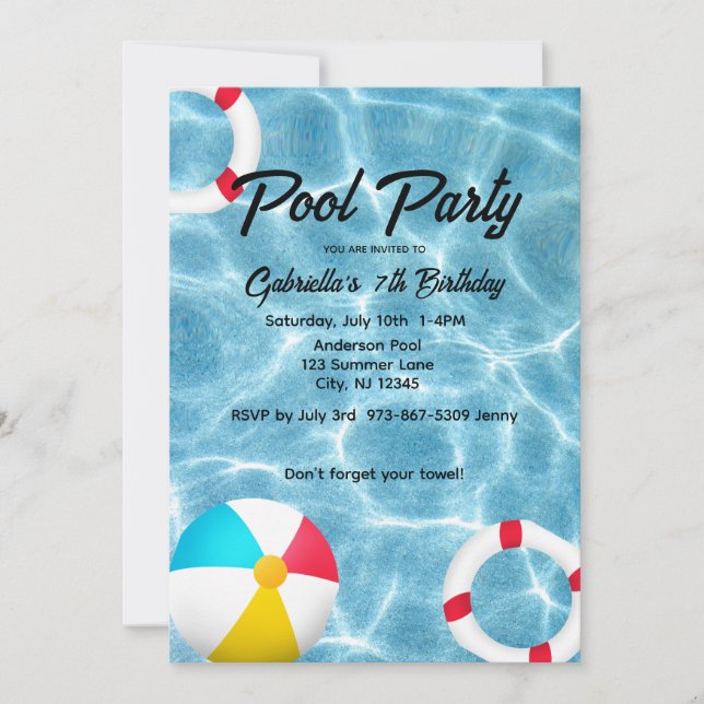  Pool Party Kids Birthday Invitation (Front)