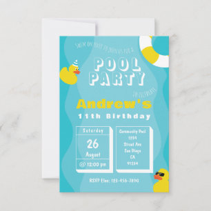 Pool Party - Kids Themed Birthday Party Invitation