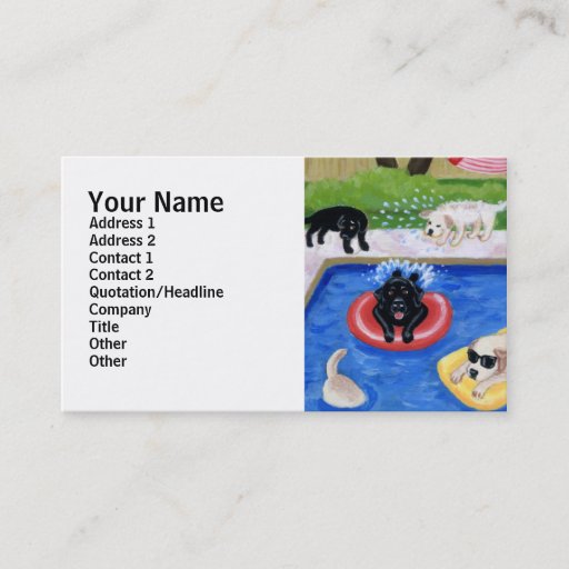 Customizable Pool Party Labradors Business Card Template