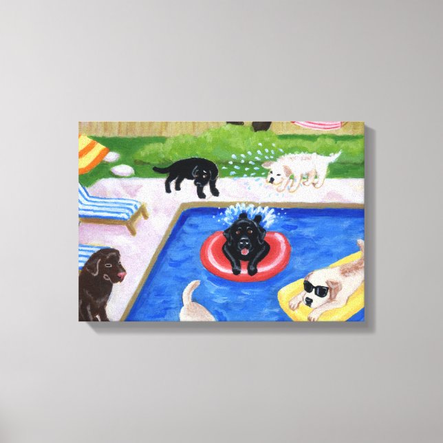 Pool party Labradors Canvas Print (Front)