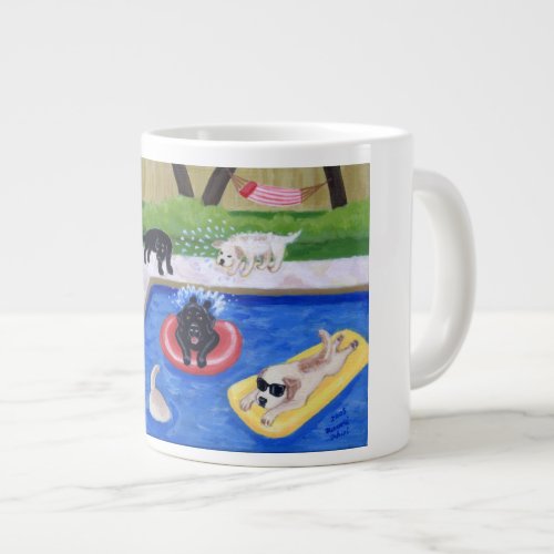 Pool Party Labradors Fun Painting Giant Coffee Mug