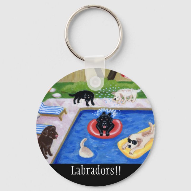 Pool Party Labradors Keychain (Front)