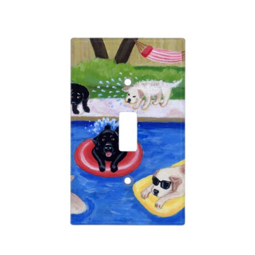 Pool Party Labradors Painting Light Switch Cover