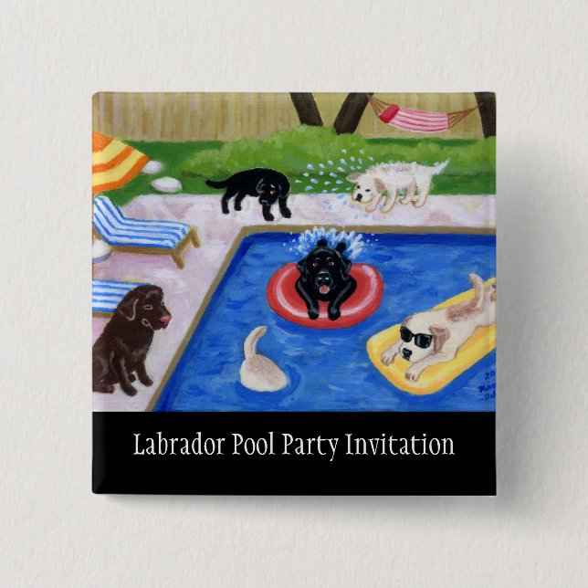 Pool Party Labradors Pinback Button (Front)